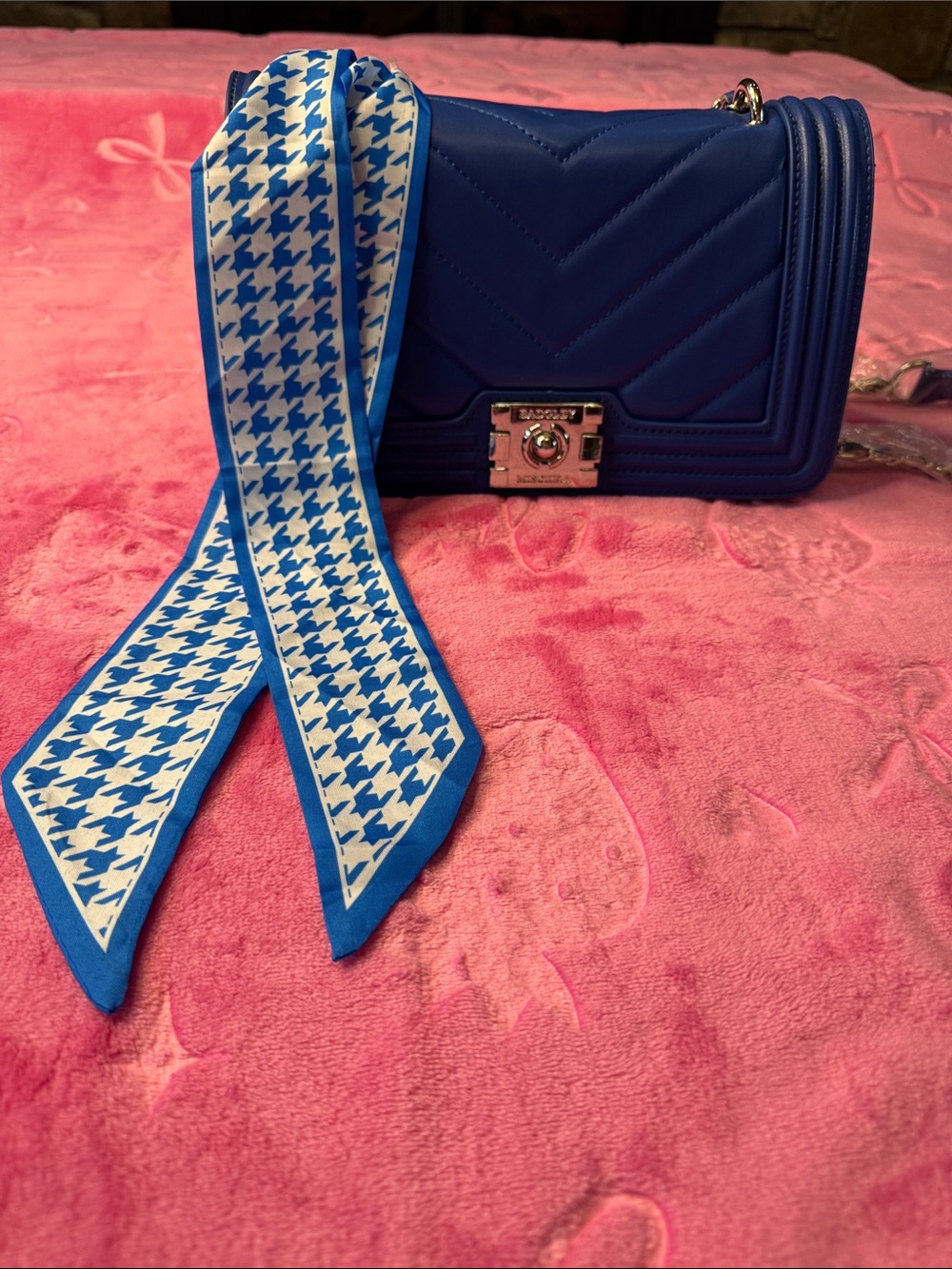 Badgley Mischa V-Quilted Crossbody BM-4148 Blue • Vegan Leather • NWT